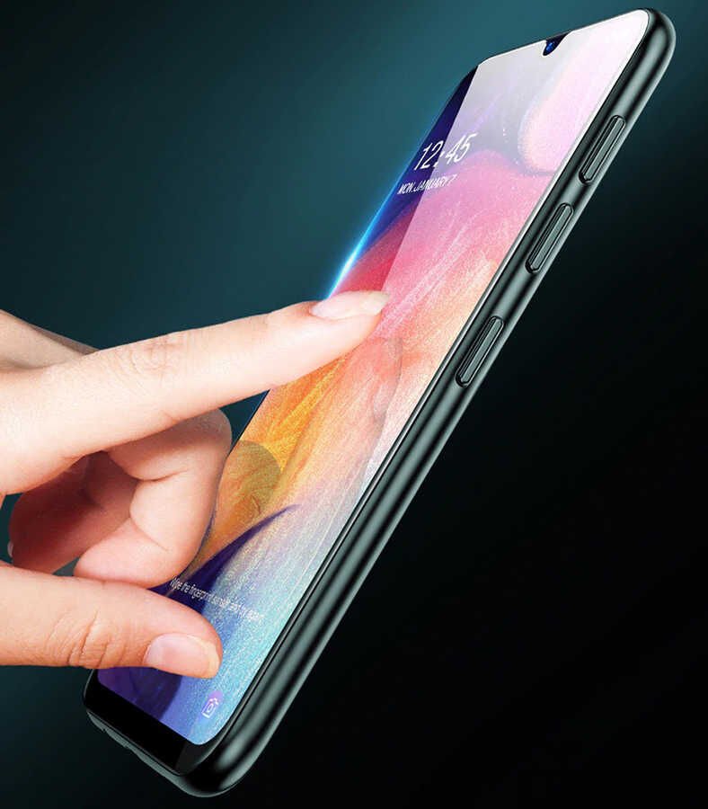 Samsung Galaxy A20S HEPTEKİLETİŞİM Kenarları Kırılmaya Dayanıklı Cam Ekran Koruyucu