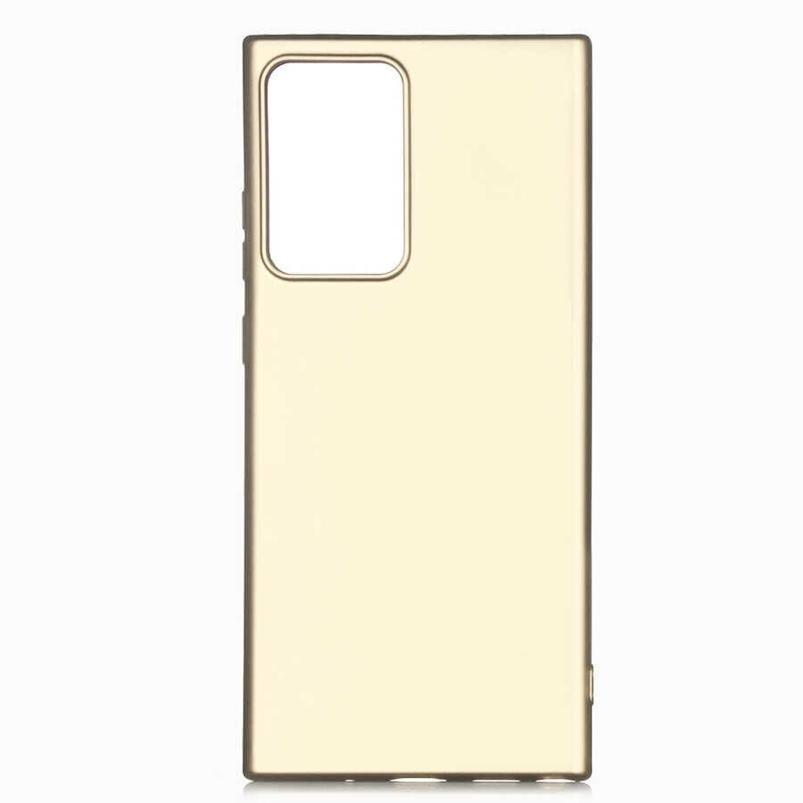 Samsung Galaxy Note 20 Ultra Kılıf Yumuşak Dokulu Soft Esnek İnce Mat Renkli Silikon Kapak (PREMİER) Gold