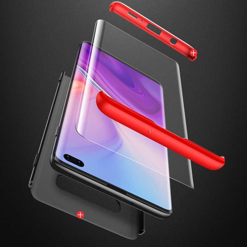 Samsung Galaxy S10 Plus Kılıf 360 Tam Koruma Ön Ve Arka Sert Mika Kapak Orjinal Ays Gkk Kapak Siyah-Mavi