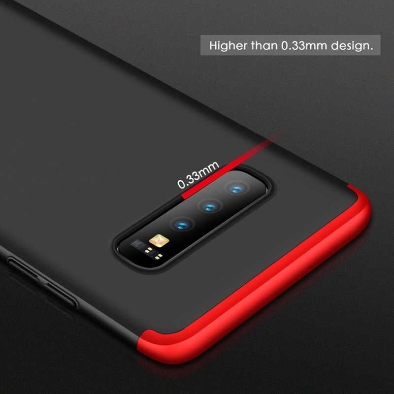 Samsung Galaxy S10 Plus Kılıf 360 Tam Koruma Ön Ve Arka Sert Mika Kapak Orjinal Ays Gkk Kapak Siyah-Mavi