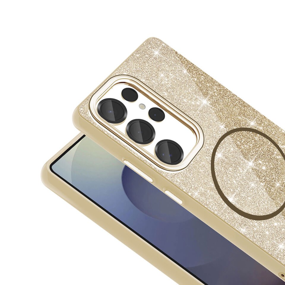 Galaxy S25 Ultra Kılıf Magsafe Şarj Özellikli Parlayan Simli HEPTEKİLETİŞİM Okso Kapak