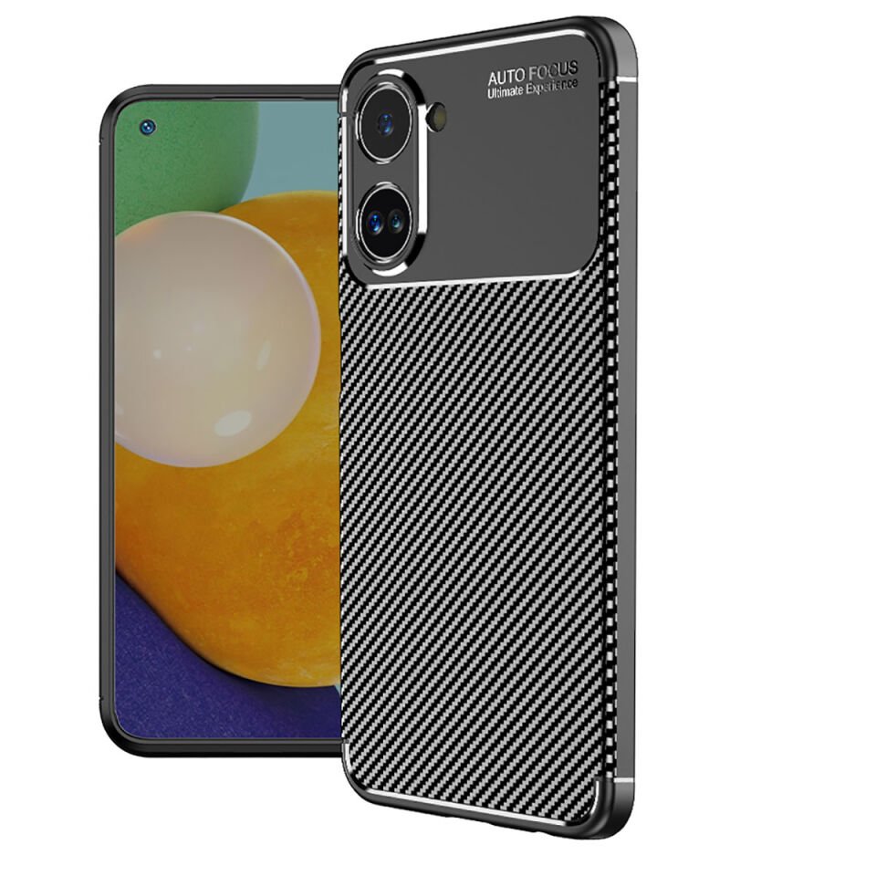 Realme 10 4G Kılıf Kamera Çıkıntılı Karbon Fiber Dokulu Renk Atmaz Kapak (NEGRO) Siyah