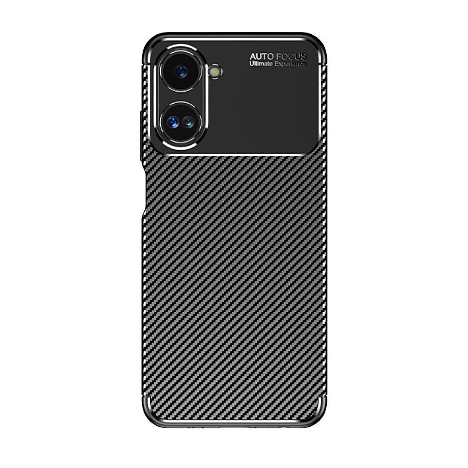 Realme 10 4G Kılıf Kamera Çıkıntılı Karbon Fiber Dokulu Renk Atmaz Kapak (NEGRO) Siyah