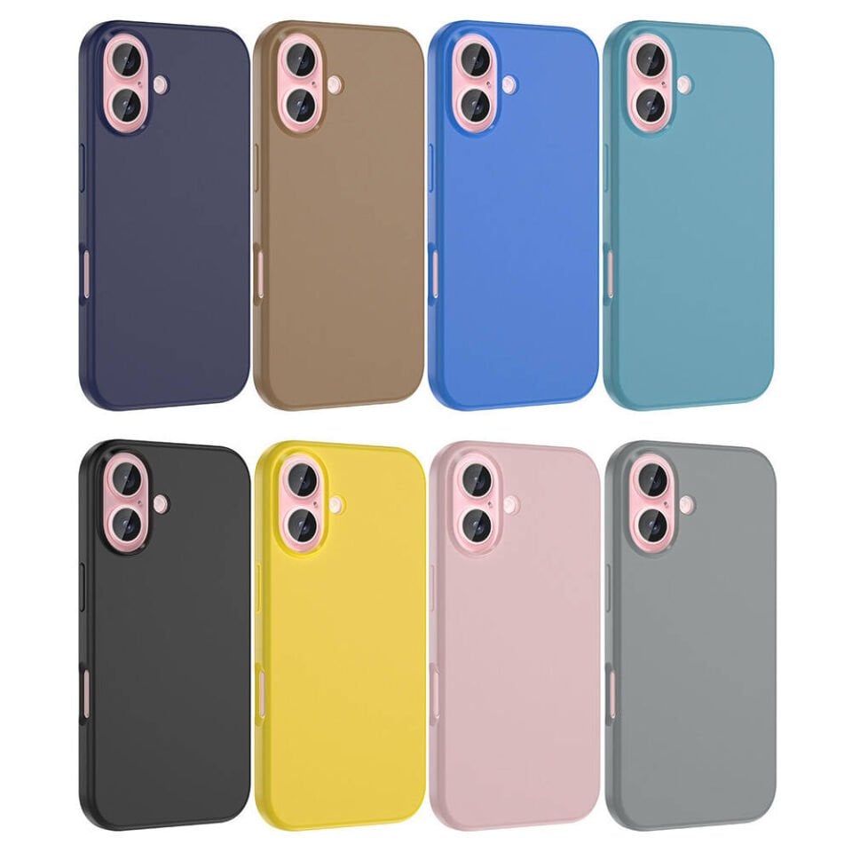 Apple iPhone 16 Kılıf Kamera Çıkıntılı Yumuşak İçi Kadife Lansman Dokulu Silikon Kapak (Kivi) Natürel Titanyum