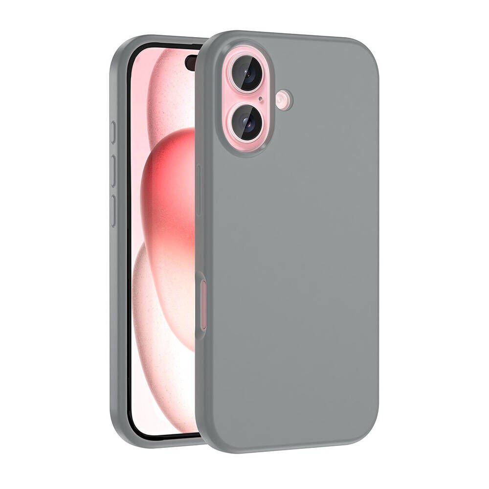Apple iPhone 16 Kılıf Kamera Çıkıntılı Yumuşak İçi Kadife Lansman Dokulu Silikon Kapak (Kivi) Natürel Titanyum