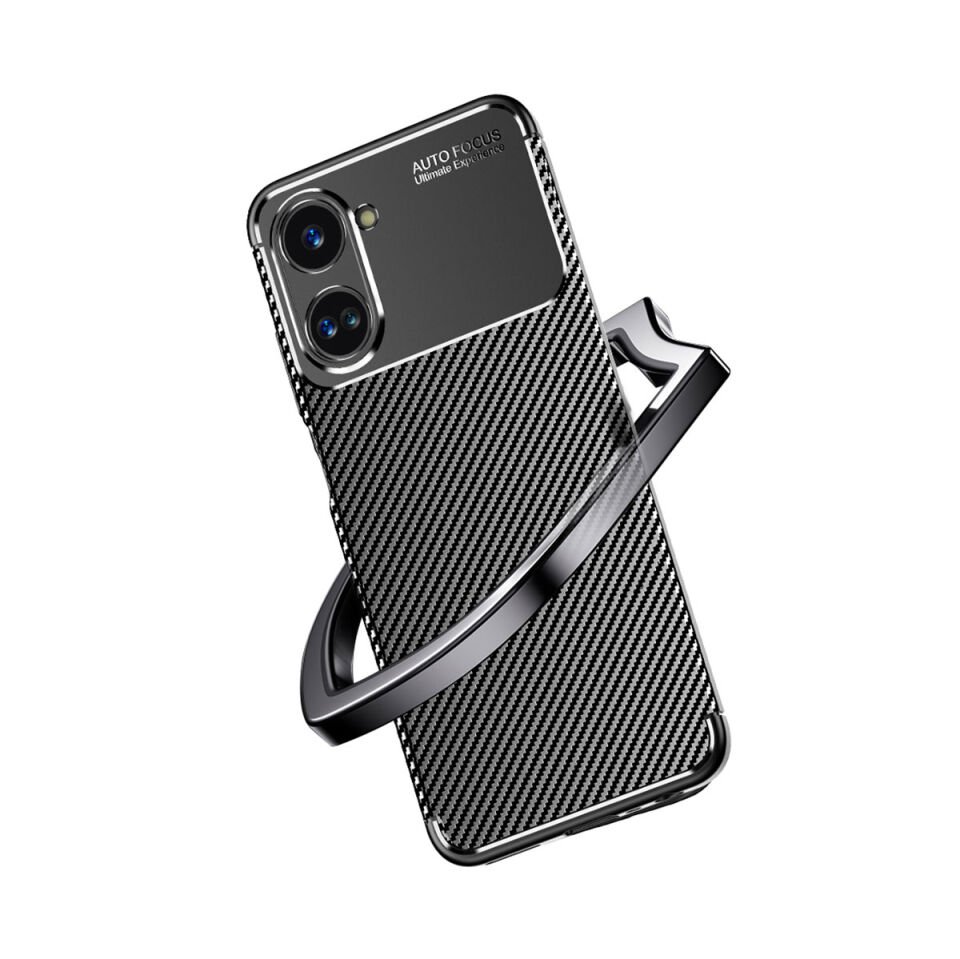 Realme 10 4G Kılıf Kamera Çıkıntılı Karbon Fiber Dokulu Renk Atmaz Kapak (NEGRO) Lacivert