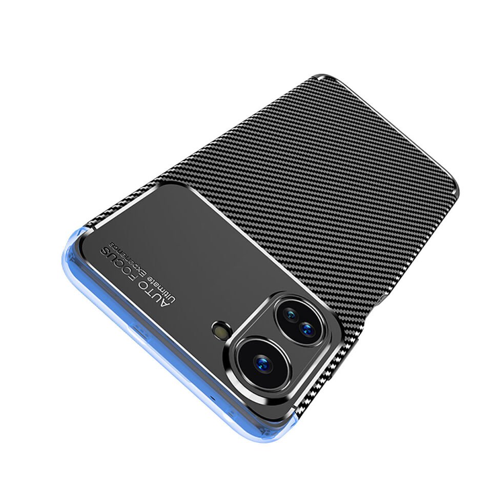 Realme 10 4G Kılıf Kamera Çıkıntılı Karbon Fiber Dokulu Renk Atmaz Kapak (NEGRO) Lacivert
