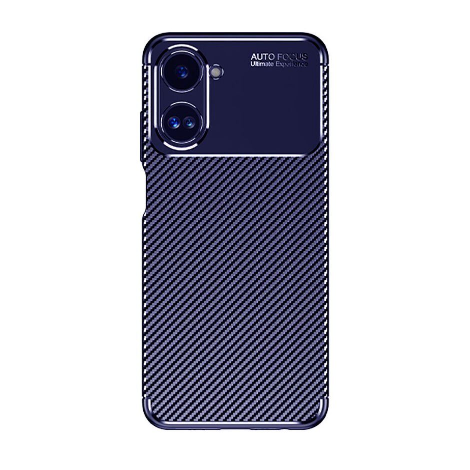 Realme 10 4G Kılıf Kamera Çıkıntılı Karbon Fiber Dokulu Renk Atmaz Kapak (NEGRO) Lacivert
