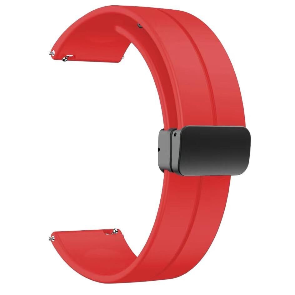 Xiaomi Amazfit Pace (22mm) Silikon Kordon Metal Toka Tasarım (KRD-84) Kırmızı