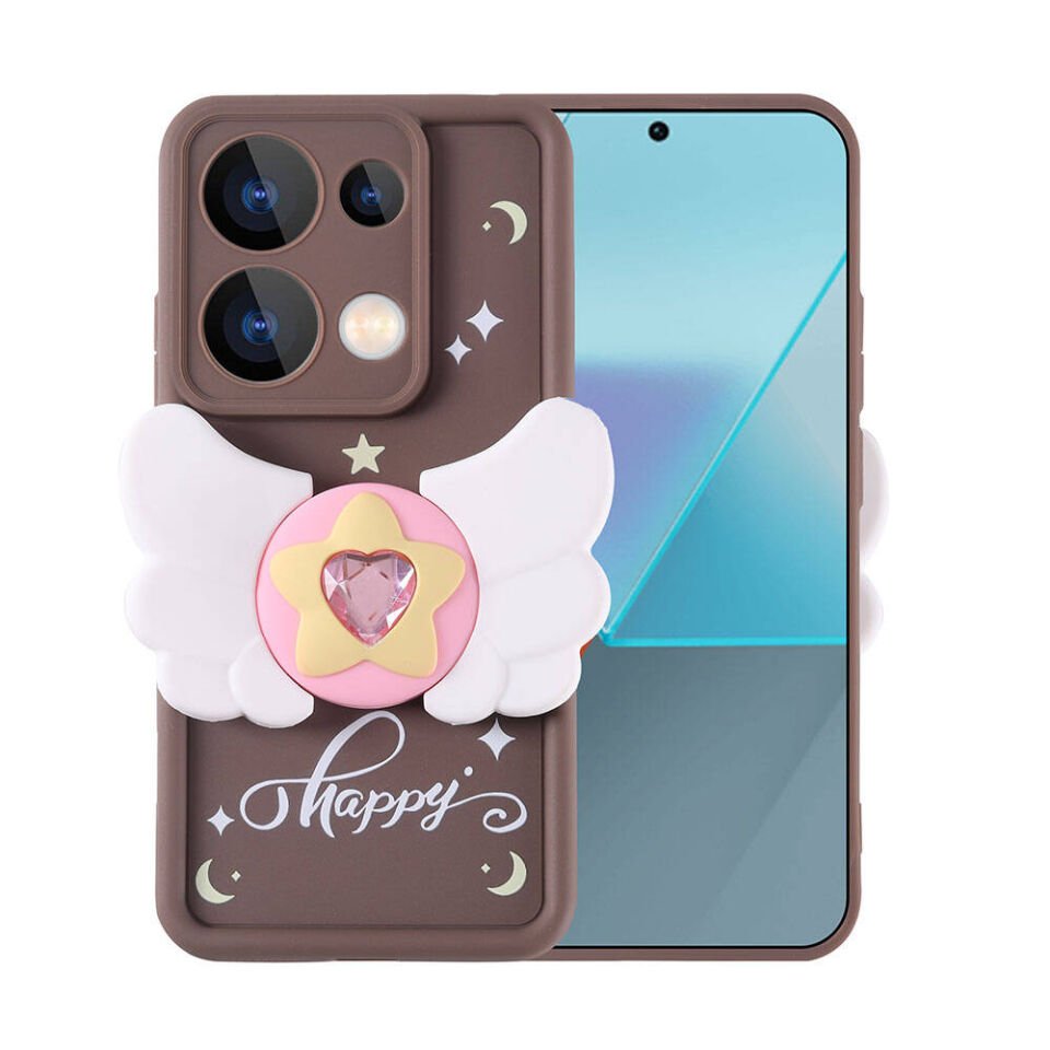 Xiaomi Poco M6 Pro 4G Kılıf Kamera Korumalı Figür Tasarımlı Kapak (Kapya) Koyu Kahve
