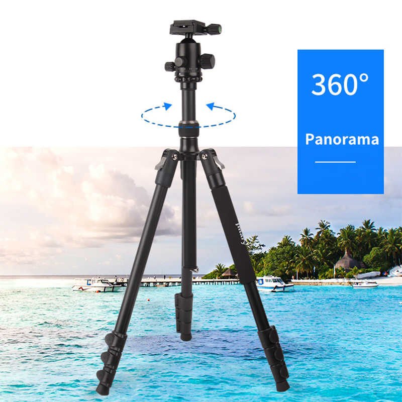Tripod 167cm Maximum Uzunluk 51cm Minimum Uzunluk Alüminyum Alaşım Sert PC Malzeme (KT235-NE36) Siyah