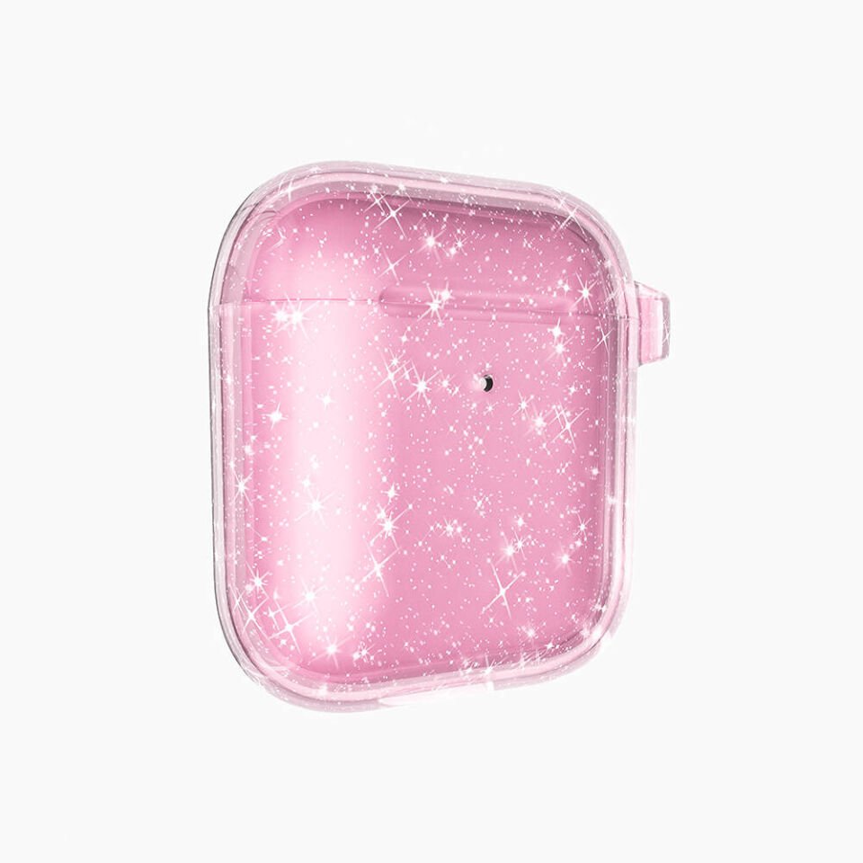 Apple Airpods Allstar Kılıf Parlayan Simli Saydam Renkli (Airbag 32) Pembe