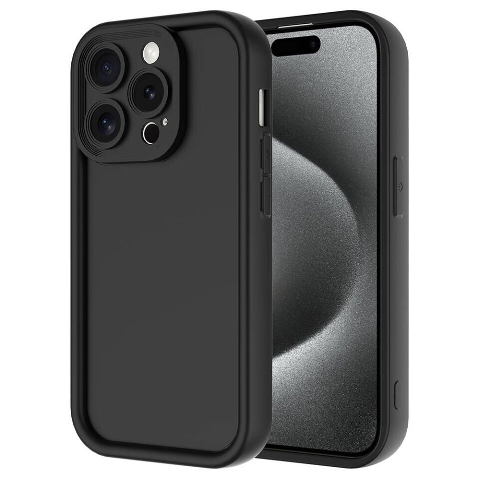 Apple  iPhone 15 Pro Max Kılıf Mat Yüzeyli Kamera Korumalı Silikon Kapak (Ananas) Mürdüm
