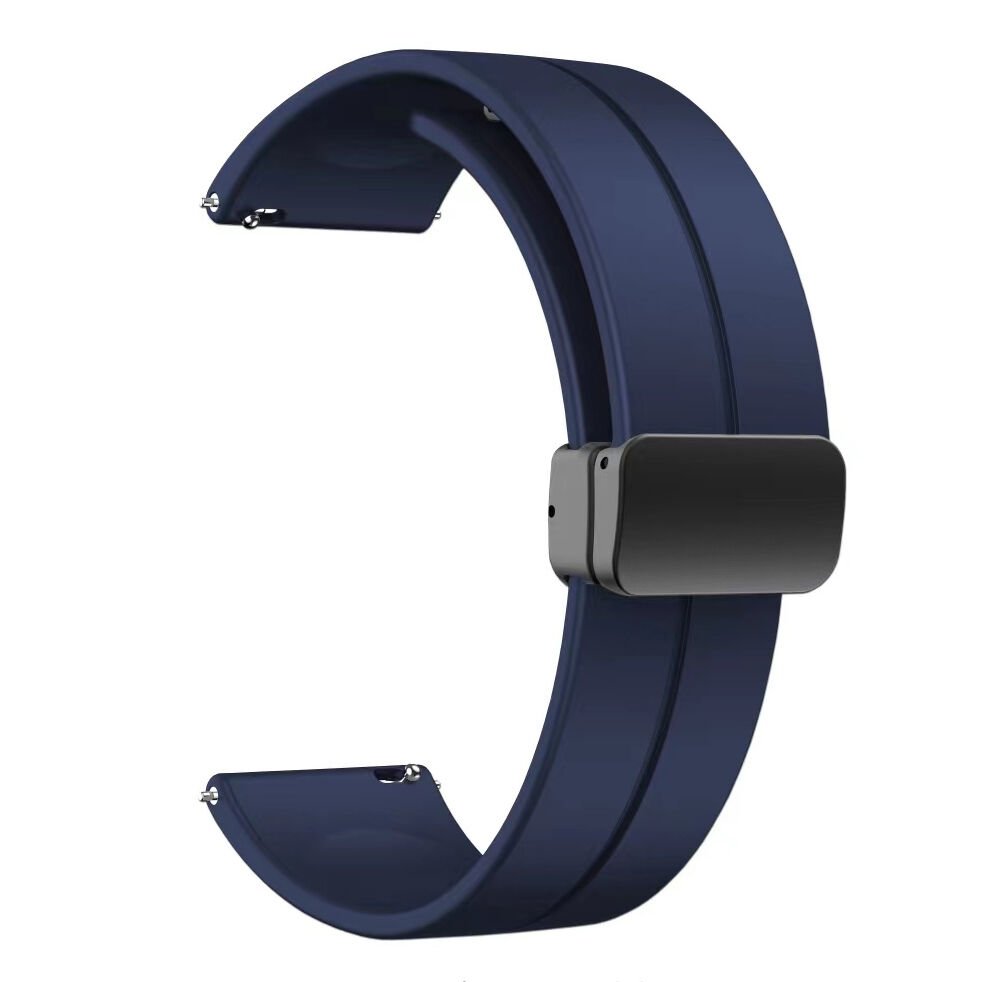 Xiaomi Amazfit Pace (22mm) Silikon Kordon Metal Toka Tasarım (KRD-84) Lacivert