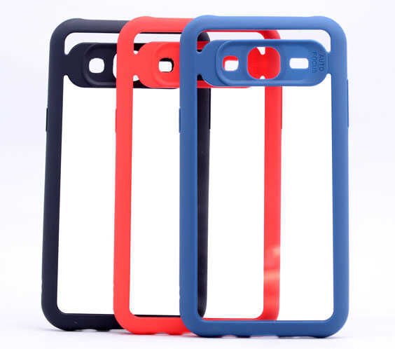 Samsung Galaxy J7 Kılıf Kenarları Silikon Arkası Şeffaf Sert Kapak (BUTTOM) Mavi