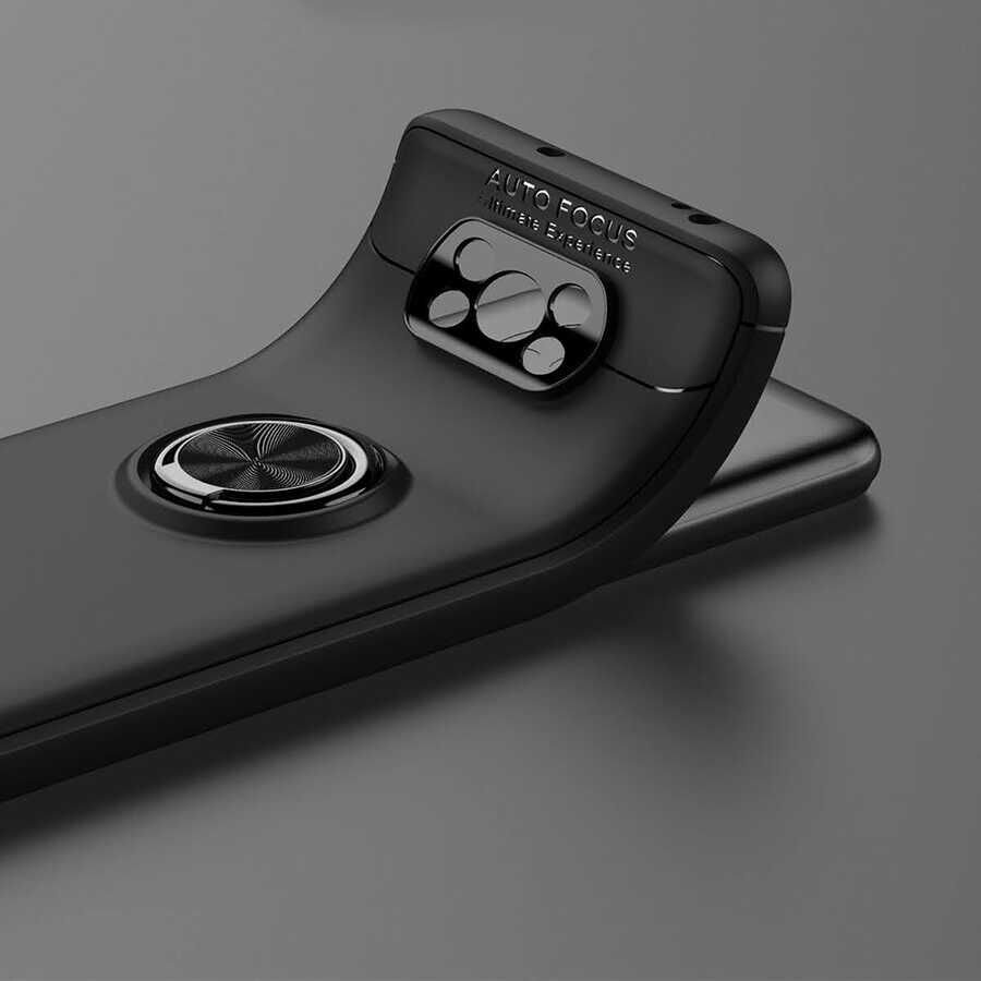 Xiaomi Poco X3 Kılıf Kamera Çıkıntılı Renkli Yüzüklü Standlı Mıknatıslı Kapak (RAVEL) Kırmızı