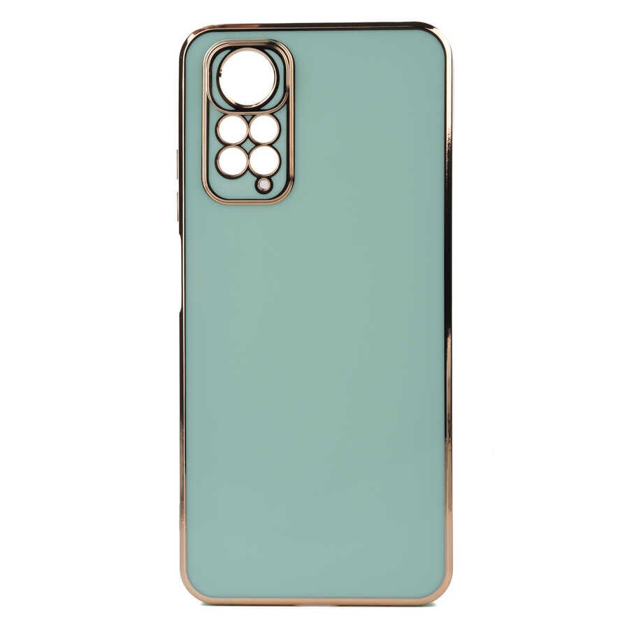 Xiaomi Redmi Note 12 4G Kılıf Parlak Kenarlı Altın Işlemeli Kamera Korumalı Kapak (BARK) Açık Yeşil