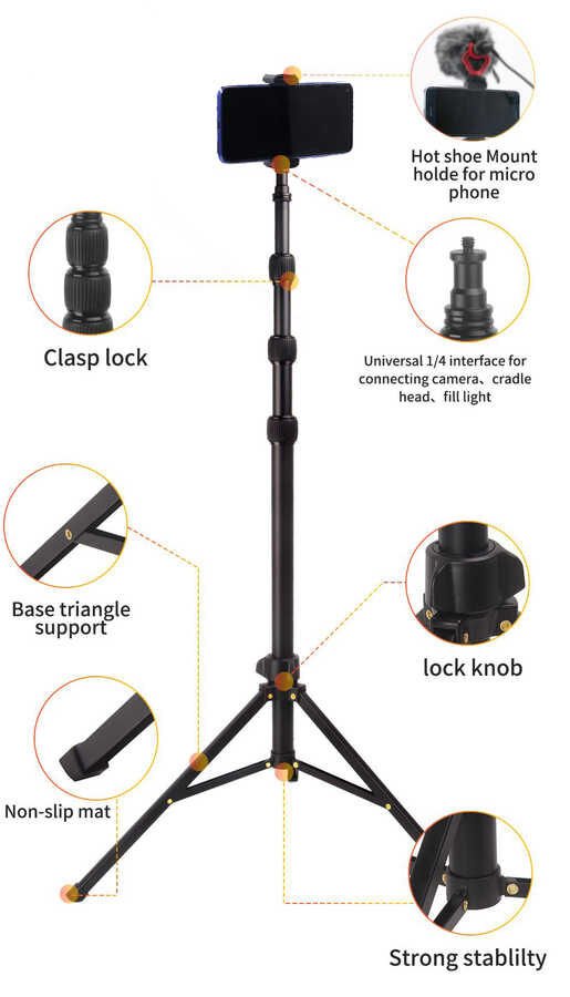 Tripod Minumum Yükseklik 510mm Maximum Yükseklik 1680mm (MT-45) Siyah