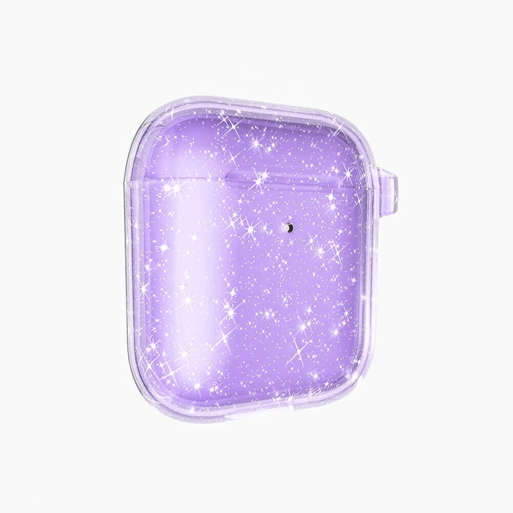 Apple Airpods Allstar Kılıf Parlayan Simli Saydam Renkli (Airbag 32) Mor