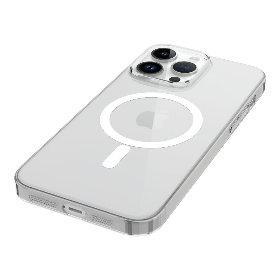 Apple iPhone 14 Pro Max Kılıf HEPTEKİLETİŞİM Wireless Şarj Özellikli Şeffaf Tek Kamera Çerçeveli Porto Kapak