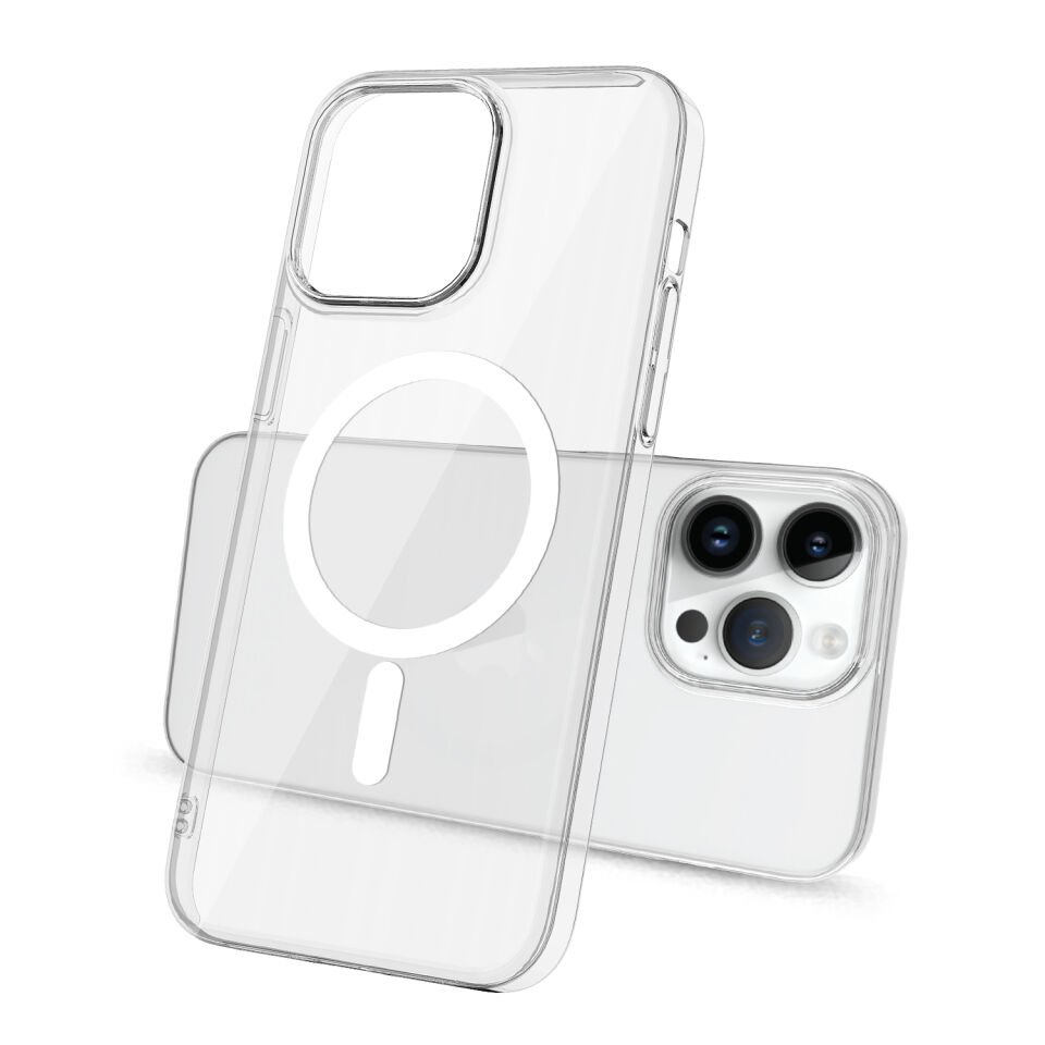 Apple iPhone 14 Pro Max Kılıf HEPTEKİLETİŞİM Wireless Şarj Özellikli Şeffaf Tek Kamera Çerçeveli Porto Kapak