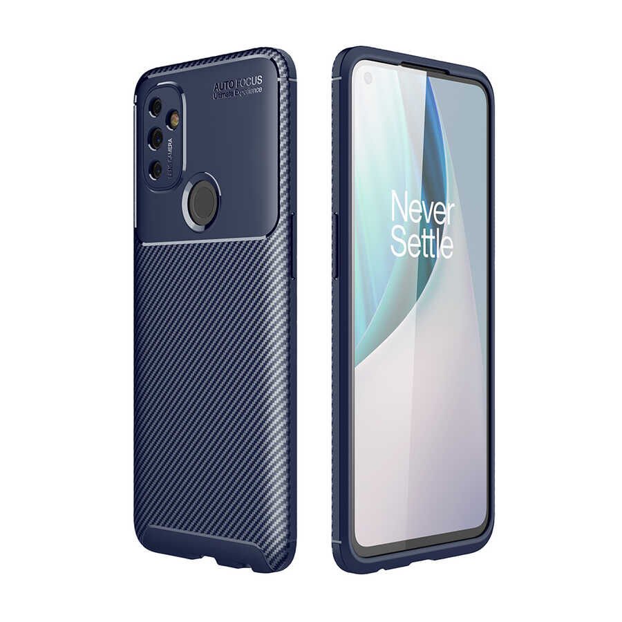 One Plus Nord N100 Kılıf Kamera Çıkıntılı Karbon Fiber Dokulu Renk Atmaz Kapak (NEGRO) Siyah