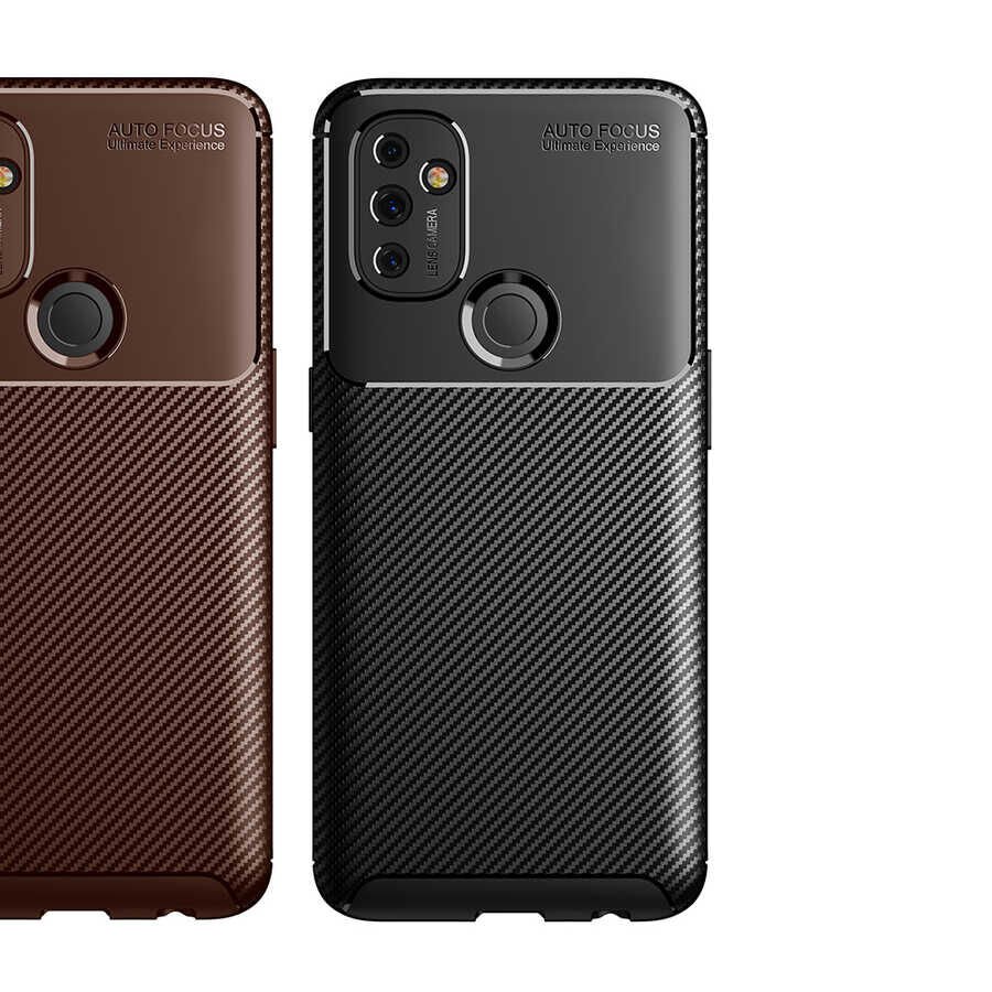 One Plus Nord N100 Kılıf Kamera Çıkıntılı Karbon Fiber Dokulu Renk Atmaz Kapak (NEGRO) Siyah