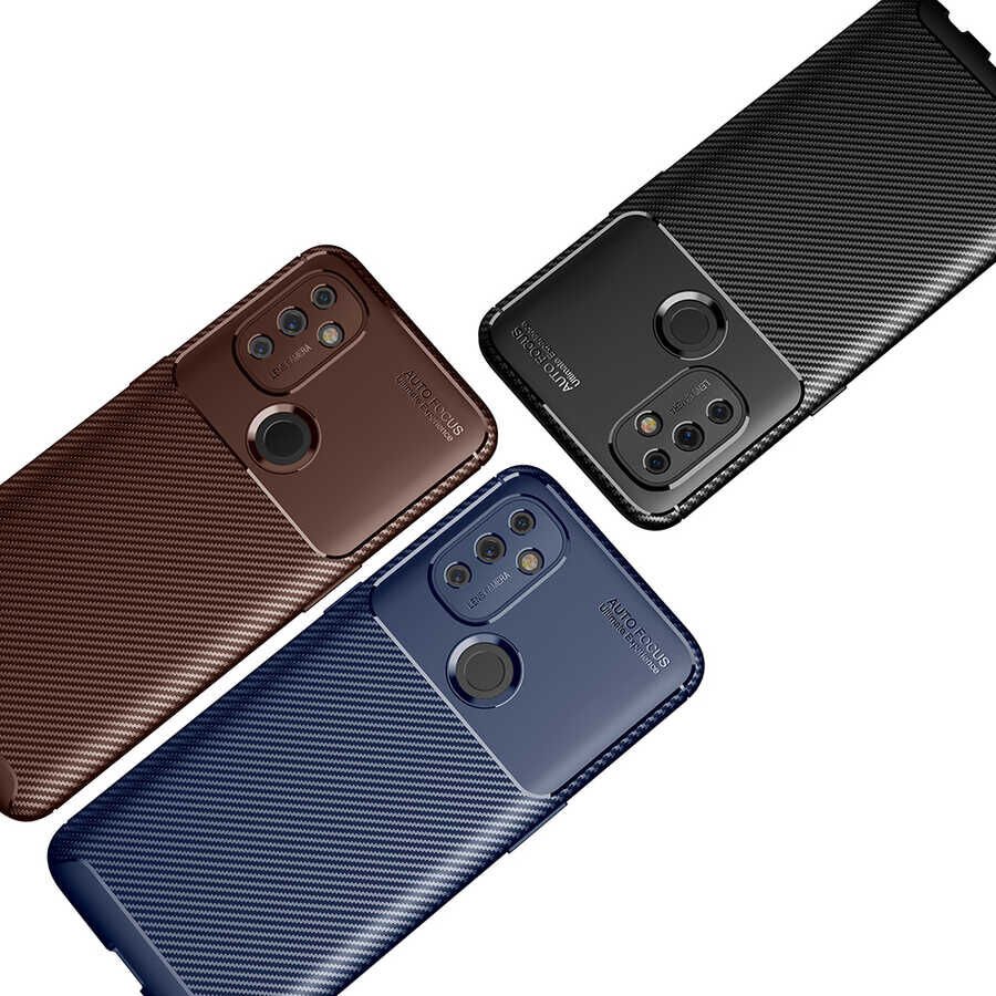 One Plus Nord N100 Kılıf Kamera Çıkıntılı Karbon Fiber Dokulu Renk Atmaz Kapak (NEGRO) Siyah