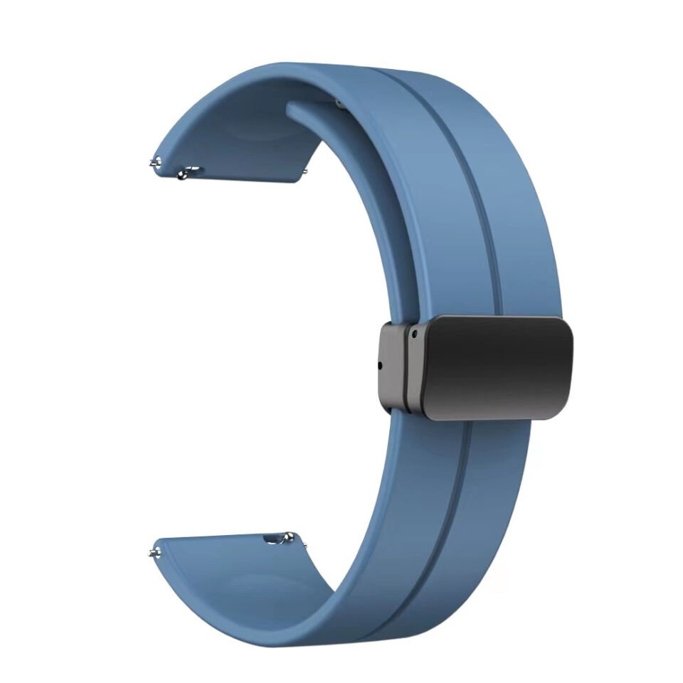 Xiaomi Amazfit Pace (22mm) Silikon Kordon Metal Toka Tasarım (KRD-84) Mavi