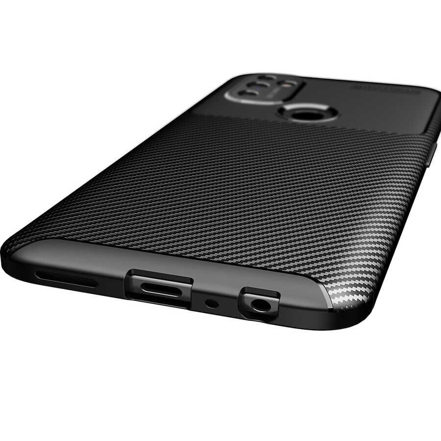 One Plus Nord N100 Kılıf Kamera Çıkıntılı Karbon Fiber Dokulu Renk Atmaz Kapak (NEGRO) Lacivert