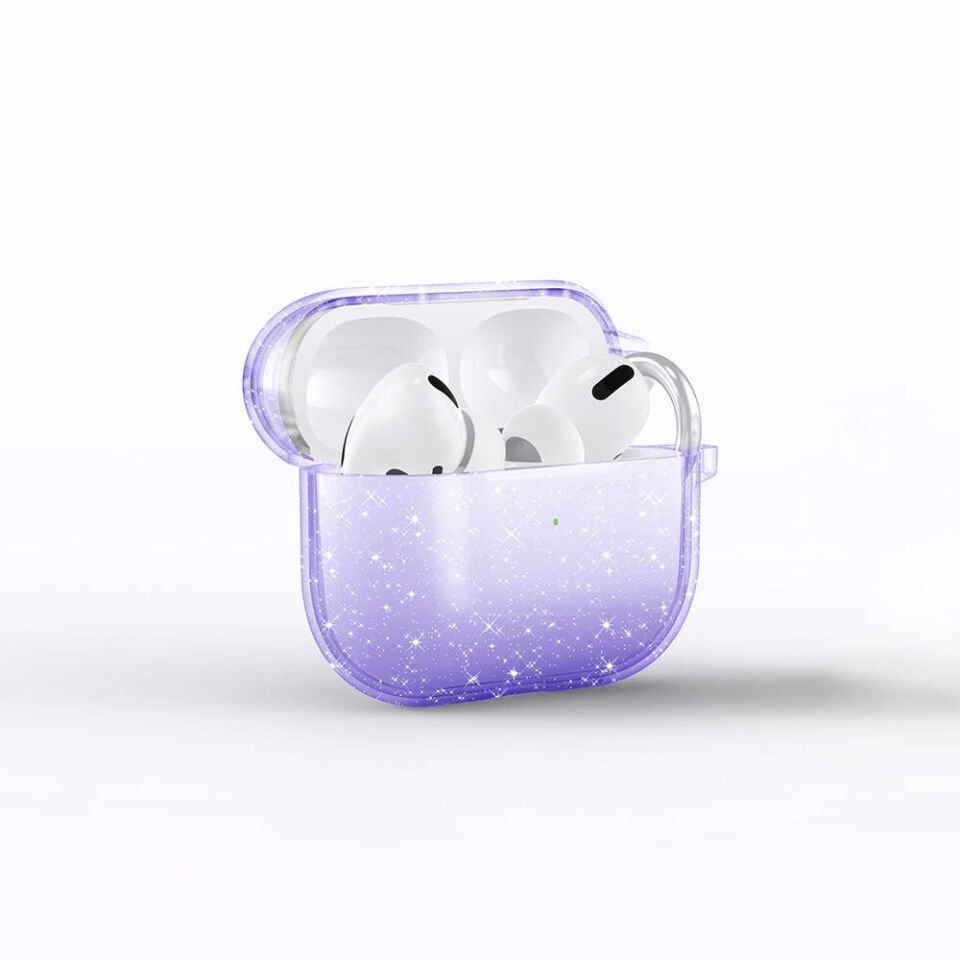 Apple Airpods 3. Nesil Kılıf Allstar Parlayan Simli Saydam Renkli (Airbag 32) Mor