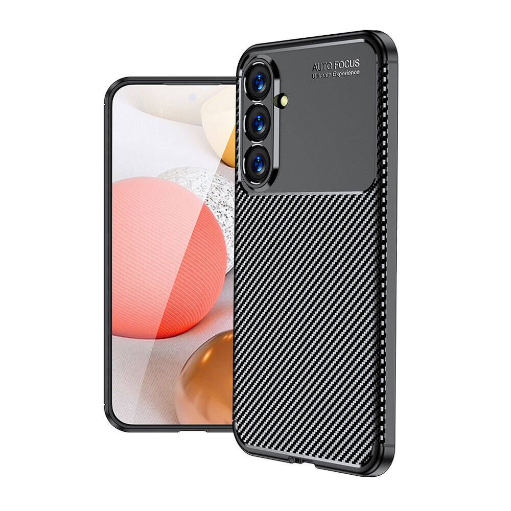 Samsung Galaxy S23 FE Kılıf Kamera Çıkıntılı Karbon Fiber Dokulu Renk Atmaz Kapak (NEGRO) Siyah