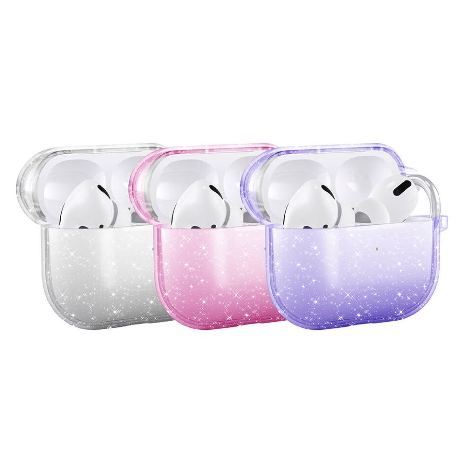 Apple Airpods 3. Nesil Kılıf Allstar Parlayan Simli Saydam Renkli (Airbag 32) Pembe