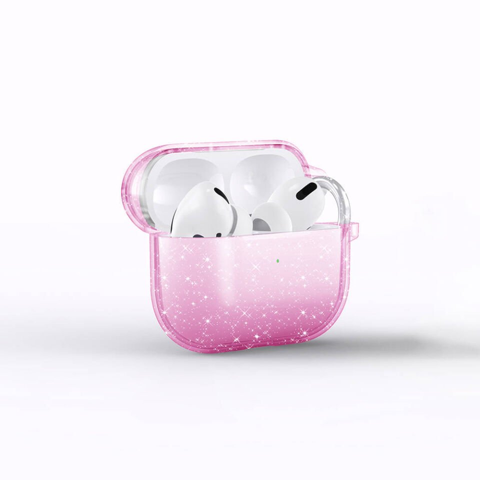 Apple Airpods 3. Nesil Kılıf Allstar Parlayan Simli Saydam Renkli (Airbag 32) Pembe