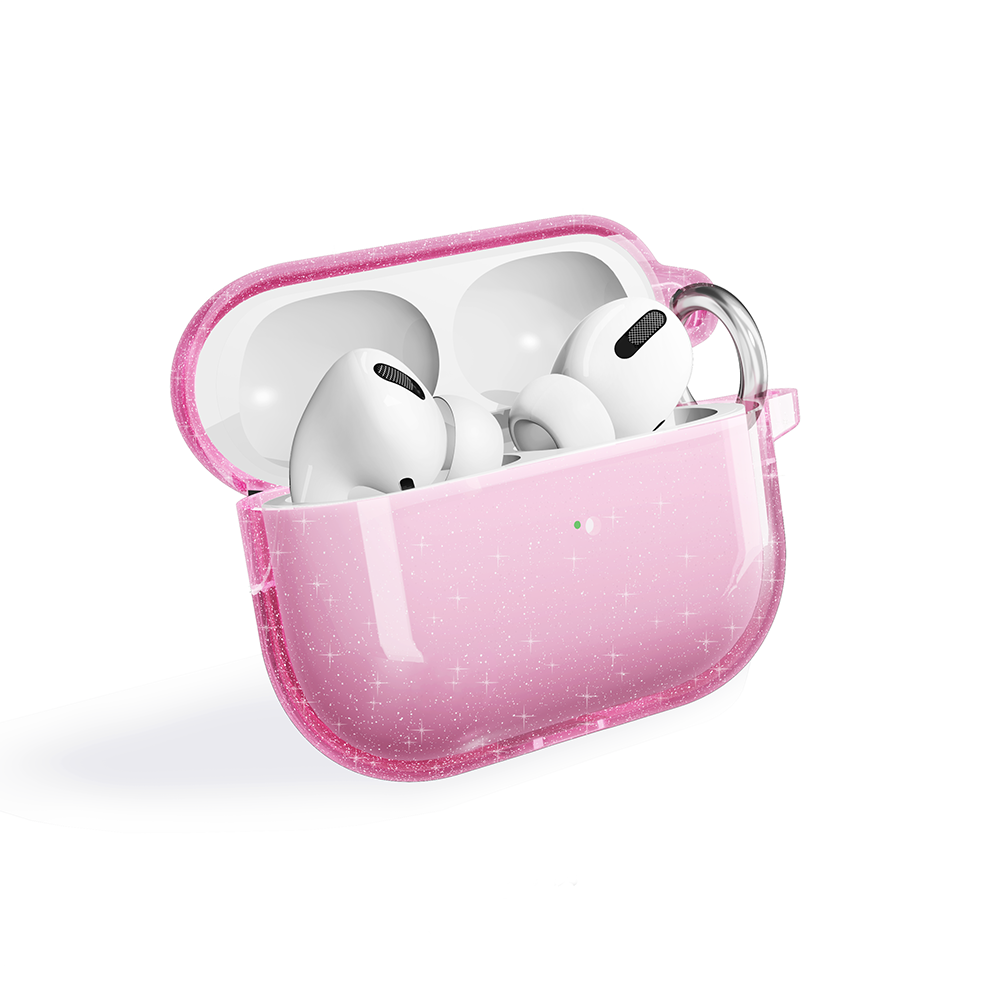 Apple Airpods Pro 2 Kılıf Allstar Parlayan Simli Saydam Renkli (Airbag 32) Pembe