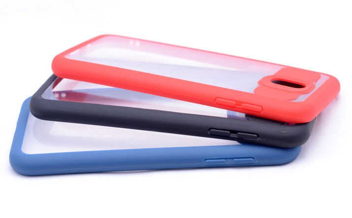 Samsung Galaxy J530 Pro Kılıf Kenarları Silikon Arkası Şeffaf Sert Kapak (BUTTOM) Kırmızı