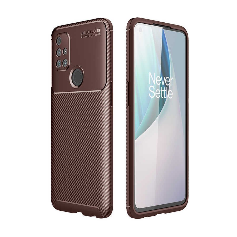 One Plus Nord N10 5G Kılıf Kamera Çıkıntılı Karbon Fiber Dokulu Renk Atmaz Kapak (NEGRO) Lacivert