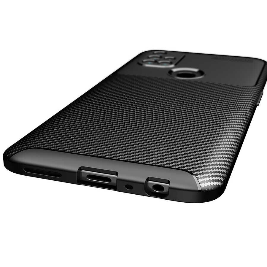 One Plus Nord N10 5G Kılıf Kamera Çıkıntılı Karbon Fiber Dokulu Renk Atmaz Kapak (NEGRO) Lacivert