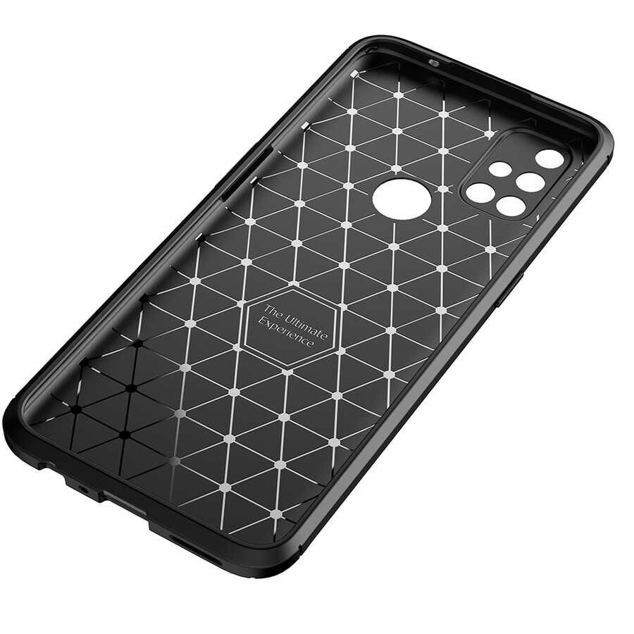 One Plus Nord N10 5G Kılıf Kamera Çıkıntılı Karbon Fiber Dokulu Renk Atmaz Kapak (NEGRO) Lacivert