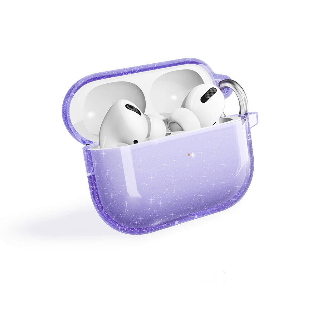 Apple Airpods Pro 2 Kılıf Allstar Parlayan Simli Saydam Renkli (Airbag 32) Mor