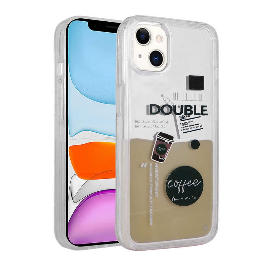 Apple iPhone 14 Plus Kılıf Desenli Sıvılı HEPTEKİLETİŞİM Drink Silikon Kapak