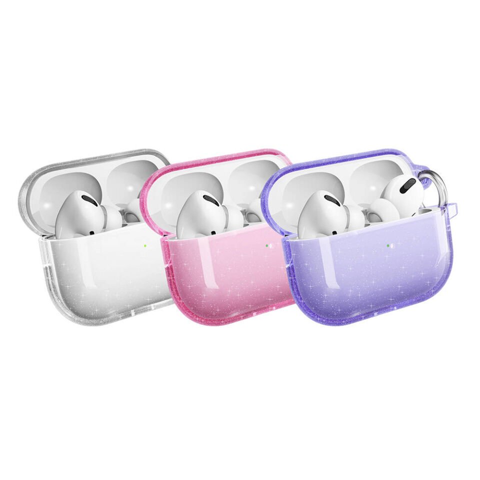 Apple Airpods Pro 2 Kılıf Allstar Parlayan Simli Saydam Renkli (Airbag 32) Şeffaf