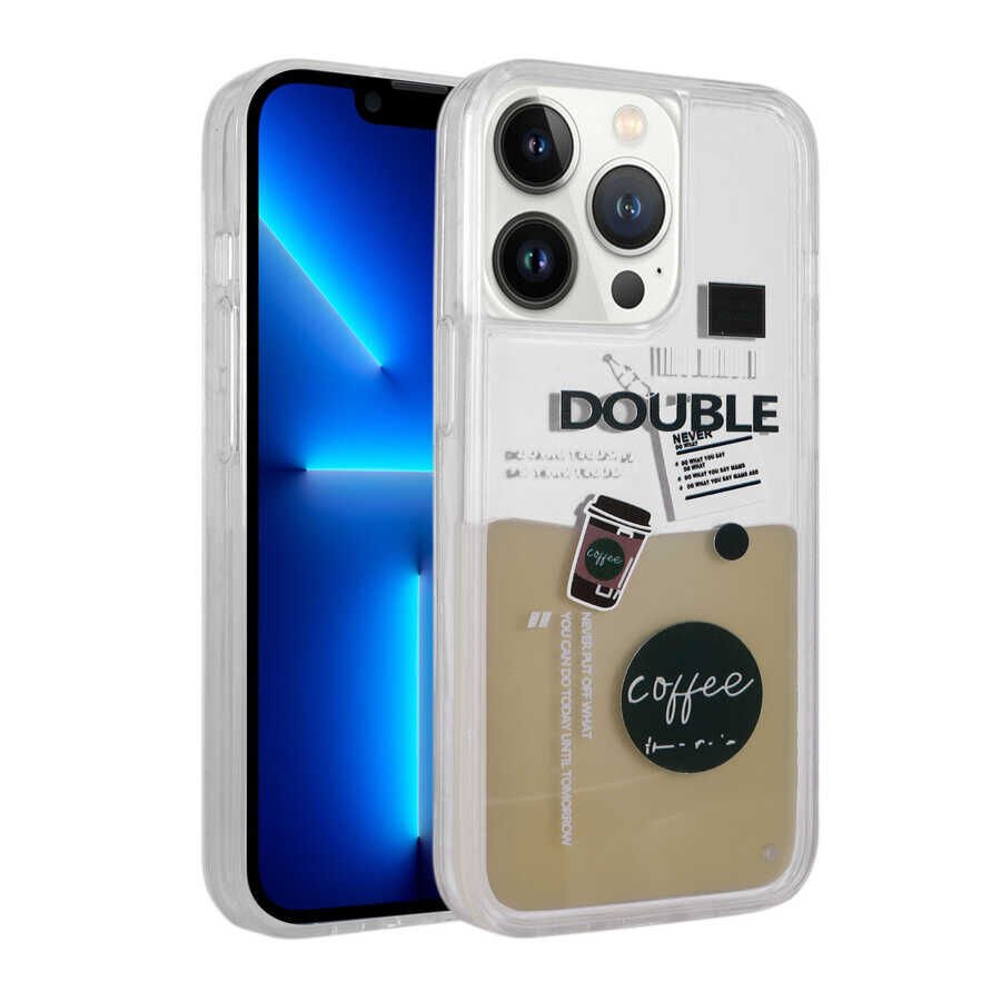 Apple iPhone 14 Pro Max Kılıf Desenli Sıvılı HEPTEKİLETİŞİM Drink Silikon Kapak