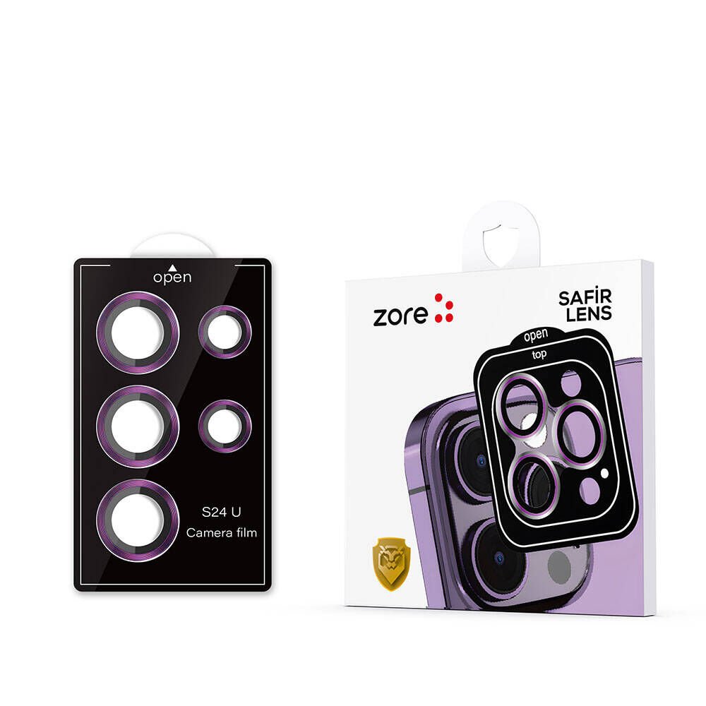 Samsung Galaxy S24 Ultra Kamera Lens Koruyucu Cam Filmi Tam Kaplama (z-kamera-camı) Derin Mor