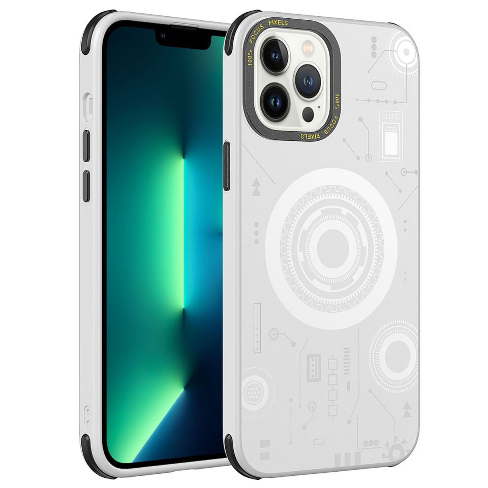 Apple iPhone 12 Pro Max Kılıf HEPTEKİLETİŞİM Wireless Şarj Özellikli Desenli Hot Kapak