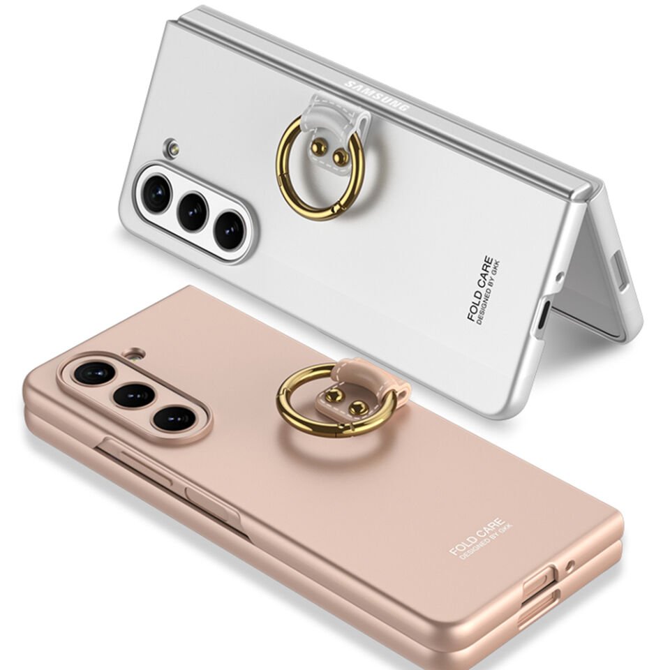 Samsung Galaxy Z Fold 5 Kılıf Mat Dokulu Ultra İnce Yapılı Kapak (Flip Rink) Gümüş