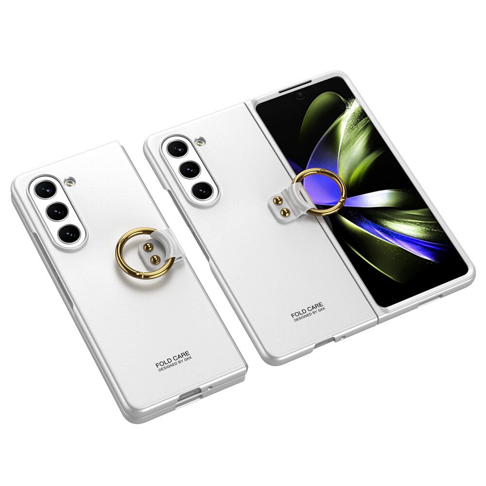 Samsung Galaxy Z Fold 5 Kılıf Mat Dokulu Ultra İnce Yapılı Kapak (Flip Rink) Gümüş