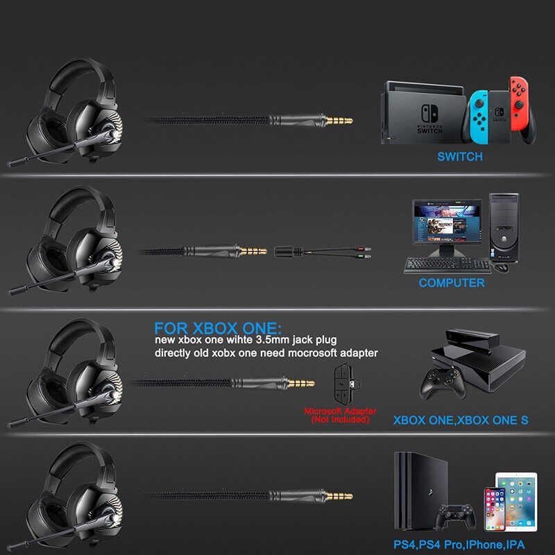 HEPTEKİLETİŞİM Onikuma K6 RGB Oyuncu Kulaklığı 3.5mm