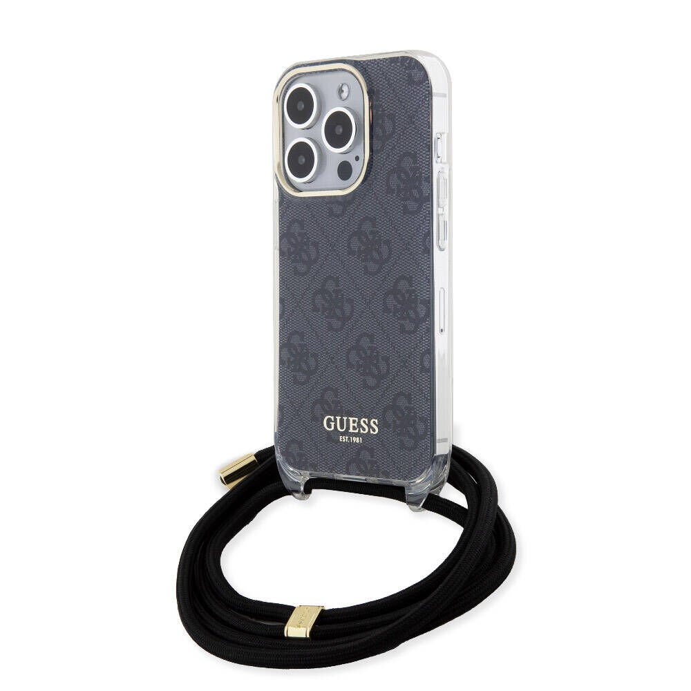 Apple iPhone 15 Pro Kılıf Guess Orjinal Lisanslı Çapraz Kordon 4G Desenli Kapak