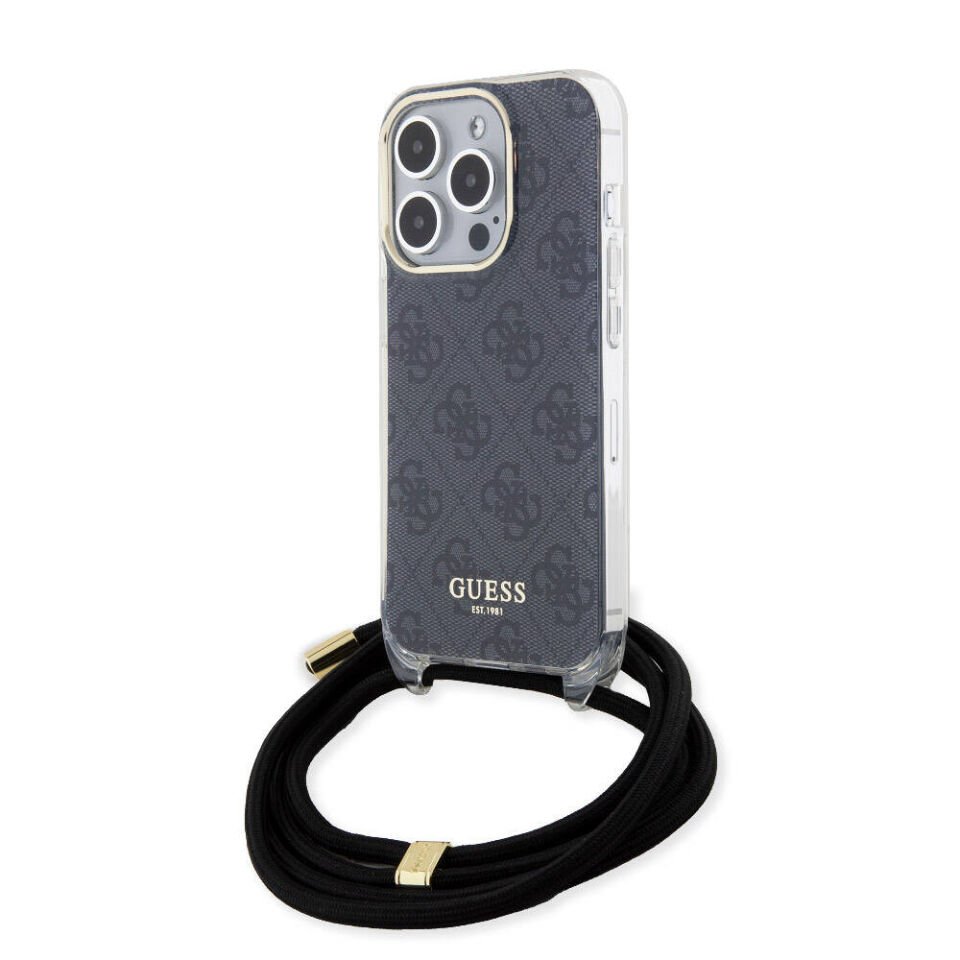 Apple iPhone 15 Pro Kılıf Guess Orjinal Lisanslı Çapraz Kordon 4G Desenli Kapak